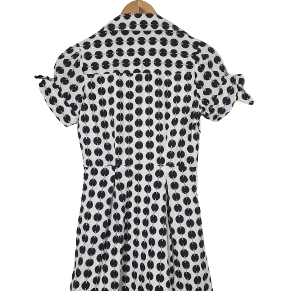 Club Monaco Black & White Pleated Mini Shirt Dress Women's Size 0 - Picture 6 of 13